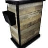 Deluxe Hostess Stand black Frame in Rediscovered Oak Planked Laminate