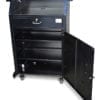Deluxe Hostess Stand Black Frame with Cabinet Door