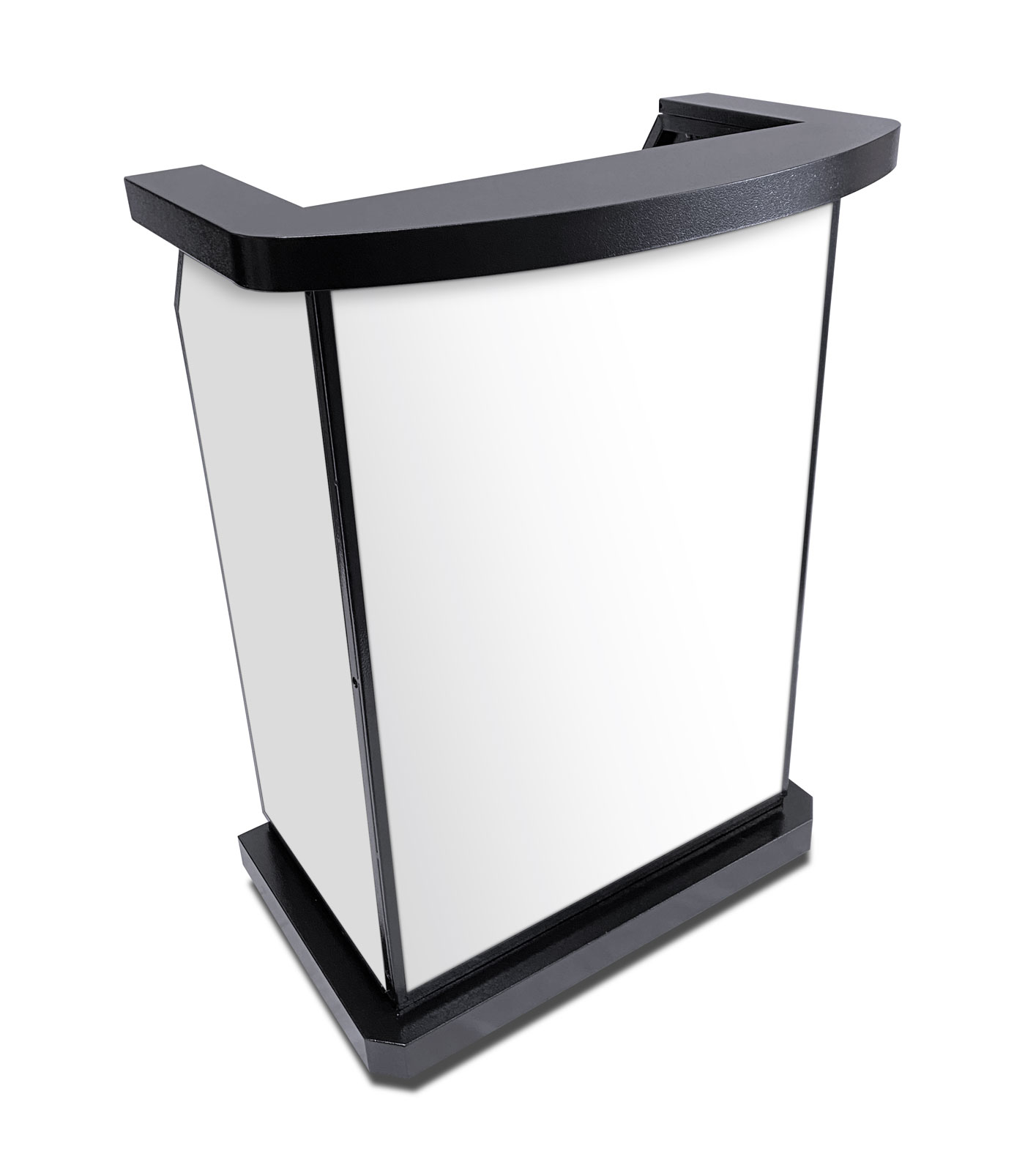 Deluxe Hostess Stand White Acrylic Panels Curved Counter