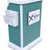 Deluxe Hostess Stand White Frame in Teal Honeycomb Laminate with Tiered Menu Holder and Signage