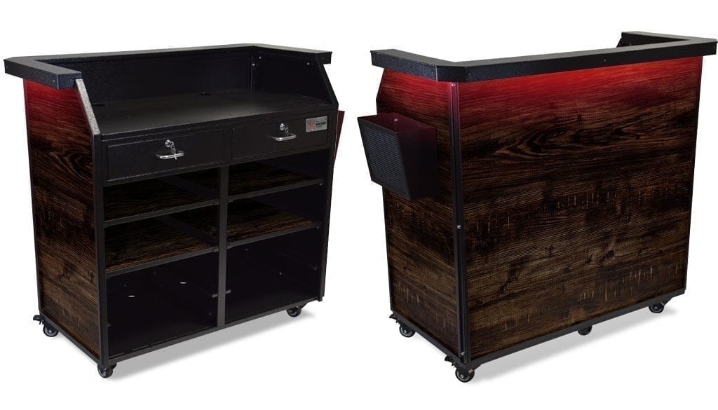 Deluxe Hostess Station with scorched chestnut panels menu holder and LEDs