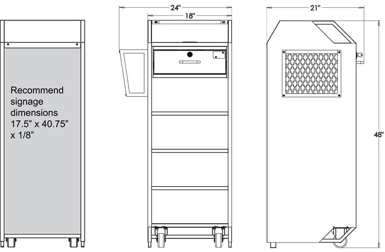 Compact Hostess Stand General Dimensions