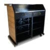 Team Hostess Stand in Black Frame with Locking Cabinet Doors