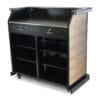 Team Hostess Stand in Black Frame with Laminate and Stainles Steel Counter Trim