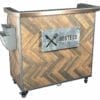 Rustic Team Hostess Station With Bronze Counter Trim Front View