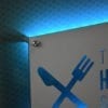 Deluxe hostess stand blue led sign