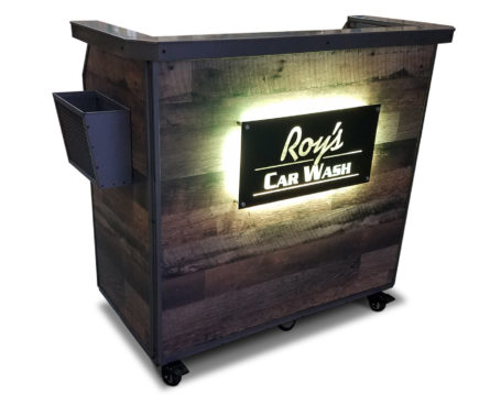 Roy's Car Wash Team Hostess Station with Menu Holder and LED Sign