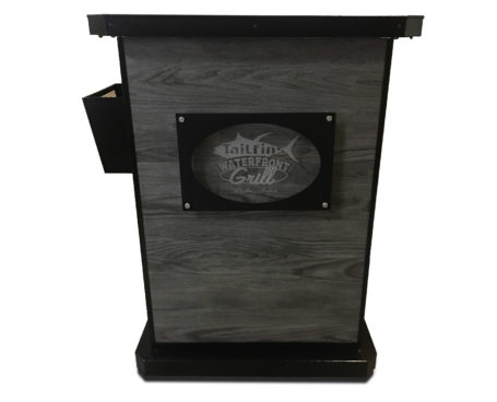 Tailfins Waterfront Grill Deluxe Hostess Stand with Menu Holder and Sign