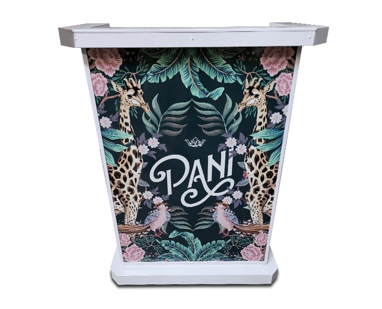 Pani White Deluxe Hostess Stand with Print