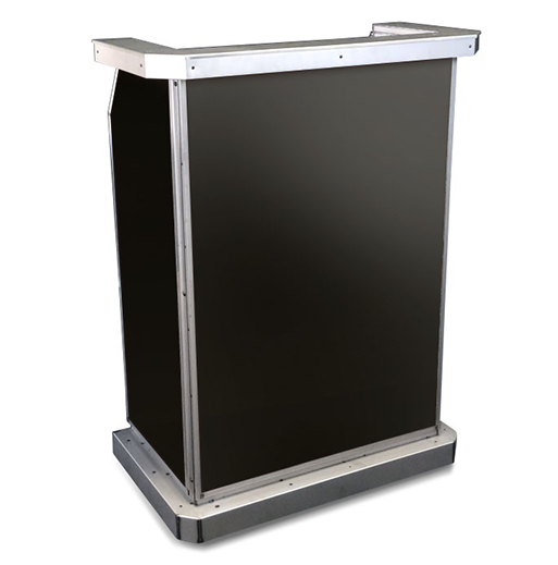 Rustic Deluxe Hostess Stand with Black Acrylic Panels